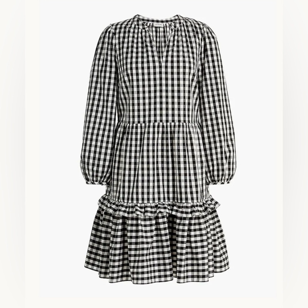 J Crew Factory Cotton poplin tiered ruffle mini dress black & white size 3x plus